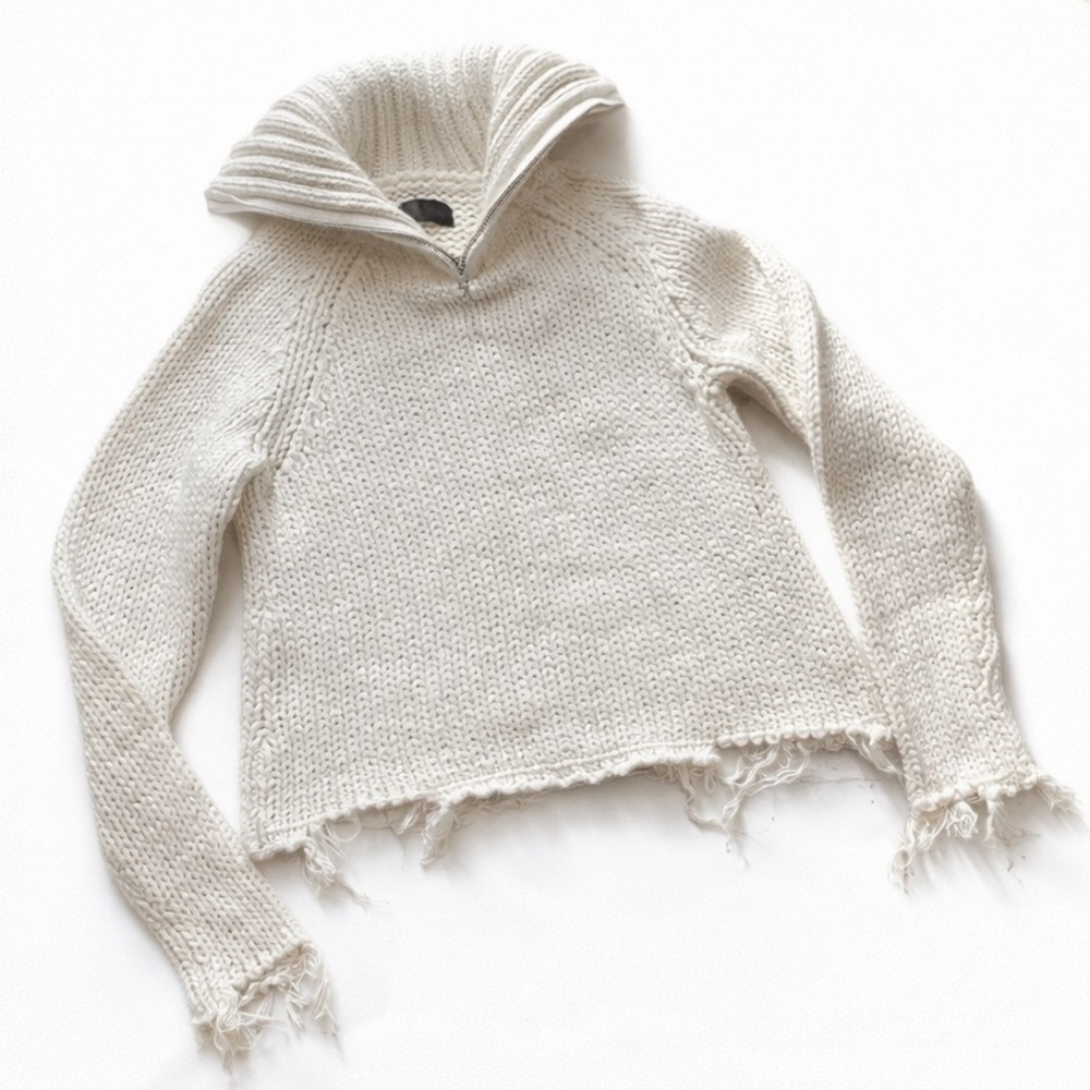 RtA Dom Half Zip Sweater in White